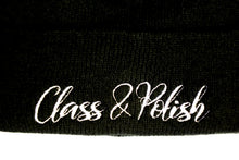 Load image into Gallery viewer, Class & Polish Signature Script Beanie - Black (Side embroider)